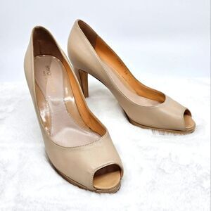 Sergio Rossi nude leather open peep toe heel  Size 36
